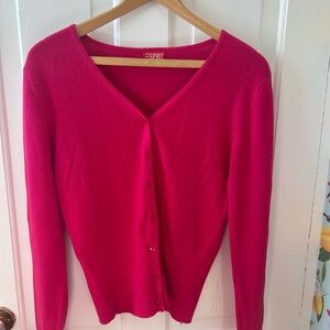 Esprit Women's V-Neck Button Cardigan in Hot Pink
